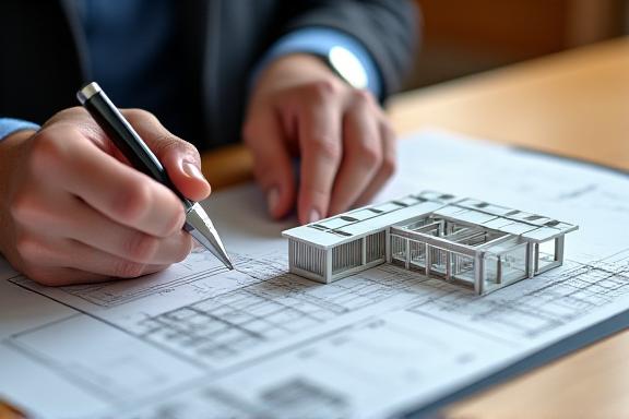 Architetto che lavora su un progetto di container home